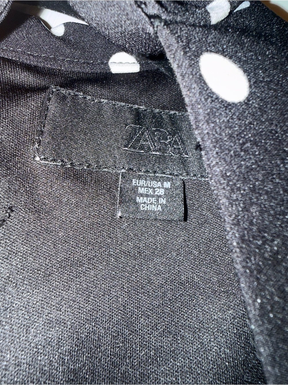 Zara Black Dress with White Polka Dots and Tie-Neck - Picture 3 of 4